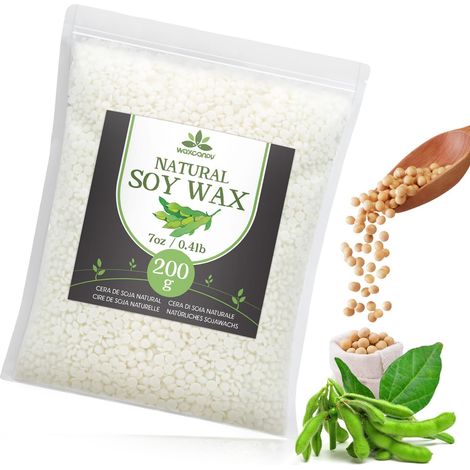 Cire de Soja pour Bougie, Cire Premium pour Bougie 1.8kg/3kg/5kg/10kg de , Cire de Soja 100% Naturelle pour Bougie DIY à Faire Soi-même (0.2kg) (1/5)
