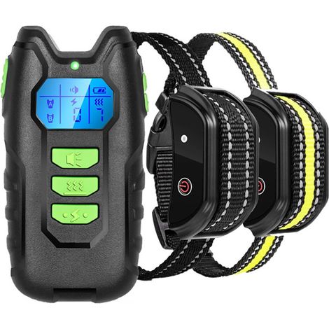 Collier Anti-Aboiement avec Télécommande - Collier de Dressage Canin à Portée de 2000ft, Étanche IP67, Modes Bip & Vibration (1-8), ,Une télécommande + deux colliers