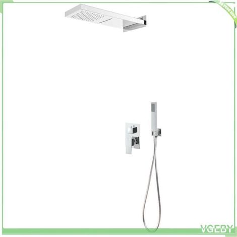 Système de douche - 147725 - Acier inoxydable 201 argenté - Pomme carrée 55x27 cm - Tuyau inox 1,5 m (100 buses) (1/5)