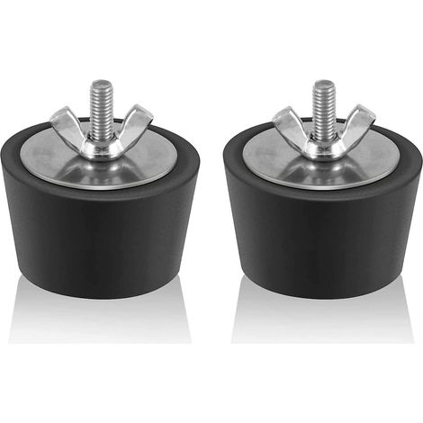 Lot de 2 bouchons d'hivernage pour piscine de 32 à 38 mm (1,25 à 1,5 pouce) en caoutchouc avec vis moletée en acier inoxydable.