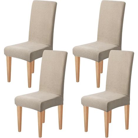 Chair Cover, Modern Elastic Dining Chair Cover, Stretch Chair Covers for Dining Room, Decoration, Wedding (Khaki) (1/4)