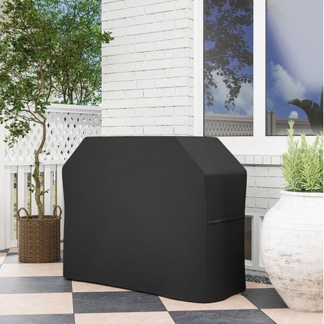 Custodia protettiva per barbecue rettangolare 147 x 61 x 120 cm nera DESVIAE (1/5)