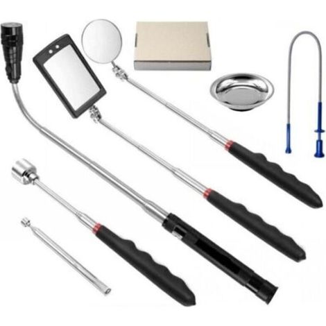 Teleskop-Magnetgreifer zum Aufsammeln von Schmutz mit LED-Licht, flexibler Saugstab mit Licht, 7-teiliges Set