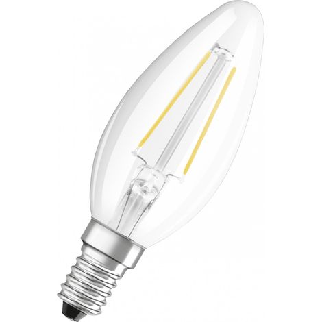 LED-Glühlampe Glas klar Flamme E14, 2.5W, warmweiß. (1/5)