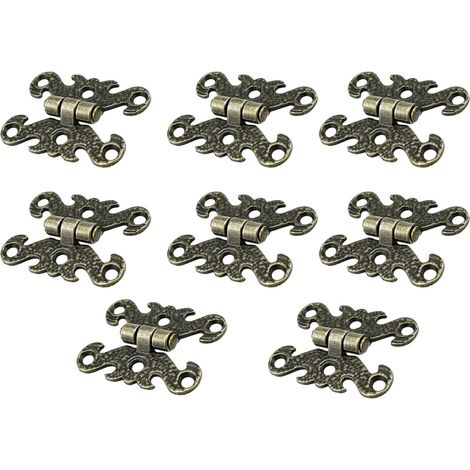 bisagras antiguas - Bisagras vintage - Bisagras antiguas, resistentes y atractivas, para armarios, puertas y muebles (forma de H), 3,9 x 3 cm, bronce (1/5)