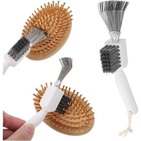 Outil de nettoyage de brosse à cheveux, nettoyeur de brosse à cheveux 2 en 1, nettoyeur de peigne en fil métallique à double action pour éliminer les poils des brosses et peignes à cheveux (1/5)