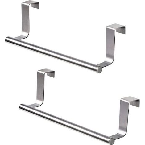Türhänger-Handtuchhalter, Badezimmer-Handtuchhalter, Küchenhandtuchhaken, für Türen, kein Bohren erforderlich, Silber – 2 Stück (1/4)