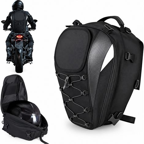 Sac de Selle et Sac à Dos Moto Casque 17 Pouces Tissu Oxford Sacoche Arrière Noir 42 × 30 × 8 cm 1,1 kg – Livraison gratuite (1/4)