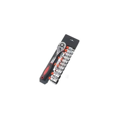 3/8"-Steckschlüsselsatz, 12-teilig, metrischer Antrieb 8-19 mm, mit 24-Zahn-Schnellverschlussratsche und 15 cm Verlängerung. - Crezuo (1/4)