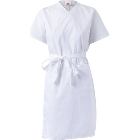 Bata cruzada de mujer de manga corta - BLANCO / XL