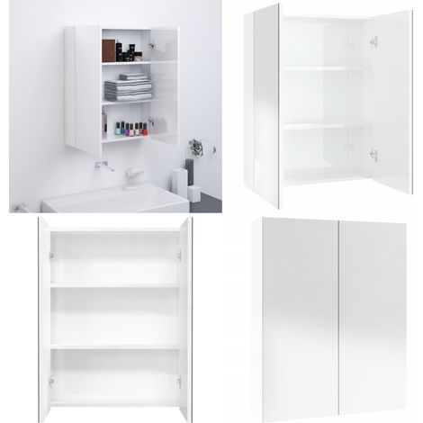 Bad-Spiegelschrank 60x15x75 cm MDF Glänzendes Weiß - Badezimmerspiegel - Spiegelschrank - Badmöbel - Aufbewahrung Im Badezimmer - Weißer Spiegelschrank - Home & Living (1/5)
