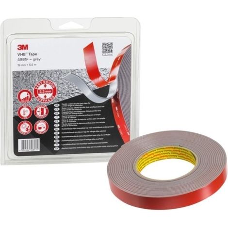 cinta acril vhb 4991f 3m 19mmx5,5m gris 2,3mm doble cara altas prestaciones