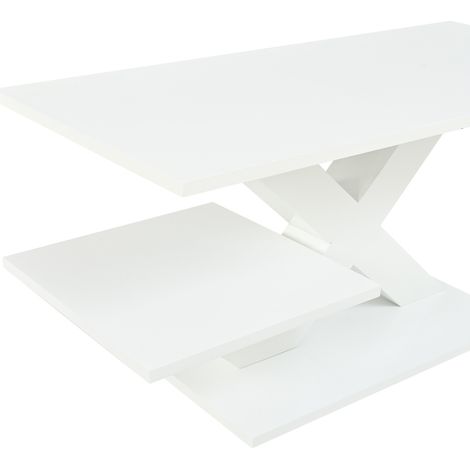 Rechteckiger weißer Hochglanz-Couchtisch 100 x 48 x 45 cm aus MDF (1/5)