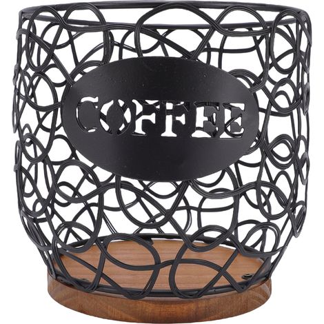 Support Capsules Café Organisateur 35+ Dosettes Métal Fil Bois Massif Noir Compact Cuisine Bureau Design Élégant Prêt à l'Emploi (1/5)