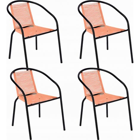 4 x BISTRO Seilsessel, bequeme Gartenstühle für Balkon oder Garten