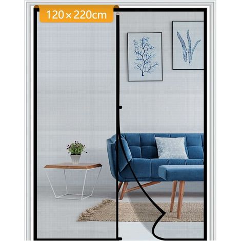 Porte Moustiquaire, Maille Ultra Fine En Fibre De Verre, Anti-Moustiques & Anti-Insects, Porte Mouches Anti Poussière, 120 X 220Cm Noir