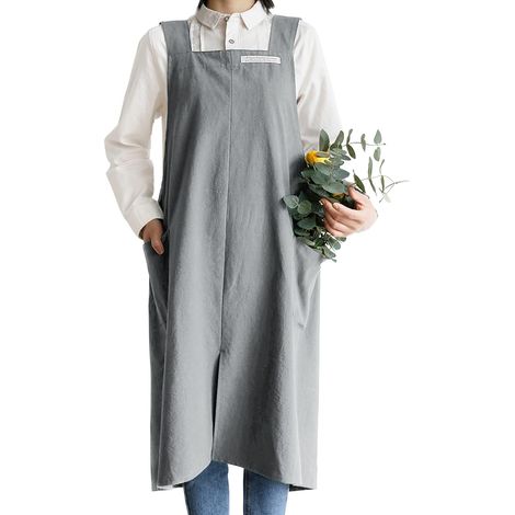 1 Tablier, Coton Lin, Dos Croisé, 2 Poches, Cuisine, Homme Femme (1/5)