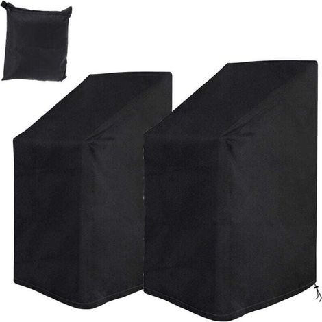 De 2 housses protection pour chaise jardin, XU, Imperméable, Résistant froid, UV, Housse tissu Oxford 210D, Empilable, - (1/4)