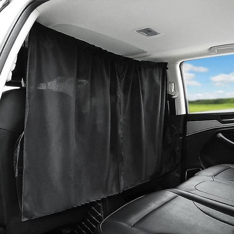 Rideaux de séparation de voiture pare-soleil - intimité, voyage, sieste de nuit, camping en voiture, rideau simple amovible (noir) (1/5)