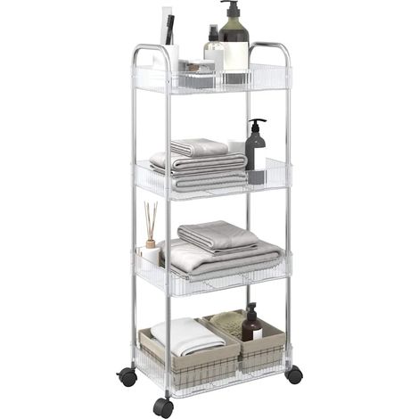 Aufbewahrungswagen 4 Etagen Transparent 37x28x95 cm Acryl