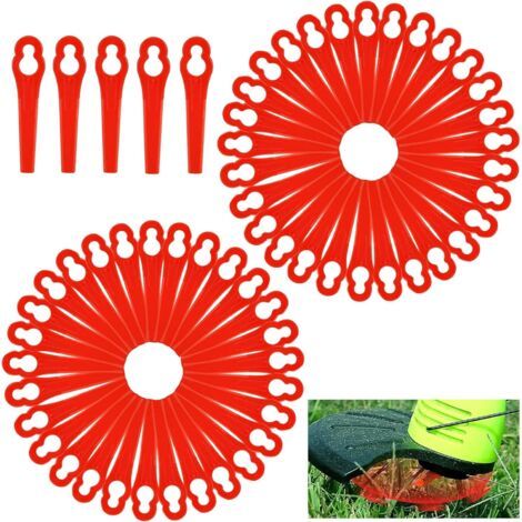 Lames de Rechange en Plastique, Lot de 100 Lames de Rechange, Lame de Rechange Pour Coupe Herbe, Accessoires pour Lames en Plastique, pour Coupe-Gazon et Elagueurs (1/5)