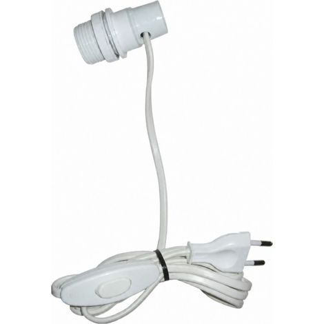 Adaptateur pour ampoule 27 type bouteille, avec interrupteur et fiche 2x0.75 à 1.5m, blanc