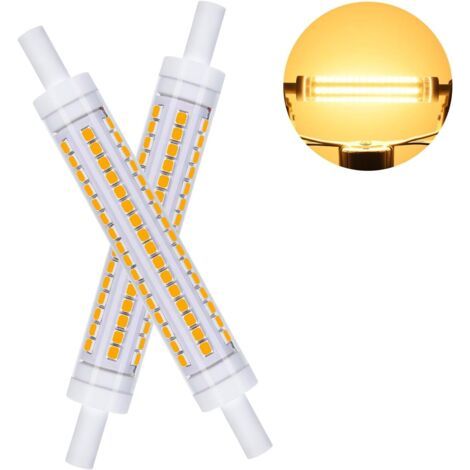QORVA-pack de 2  Ampoules LED R7S 118mm, Ampoule LED 10W Remplace 100W Halogène, AC230V Blanc Chaud 2700K,1100LM, Non Gradable, Angle de Faisceau 360°,pour Couloir/Plafonnier/Lampe de Sol