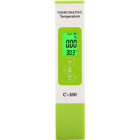 Pair - SJLERST Test de qualité de l'eau Salinité, C-100 5 en 1 salinité TDS EC testeur d'eau de mer Multifonction testeur de qualité de l'eau avec rétro-éclairage (1/5)