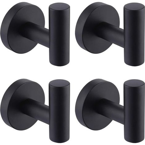 Crochet porte-serviettes noir douche cuisine crochets porte-serviettes mural acier inoxydable 304 noir mat 4 paquets A2164DG-BK-P4 (1/4)