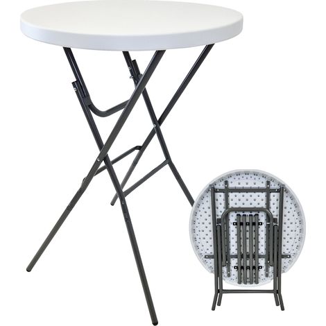Stehtisch klappbar Ø 80 cm Tischplatte Höhe 110 cm Stahlgestell Partytisch Bistrotisch in weiß (1/5)