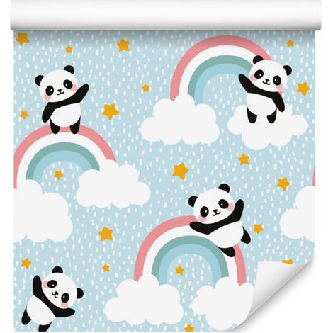 Papel pintado Pandas bajo la lluvia para salón y dormitorio 50x1000 cm (1/5)
