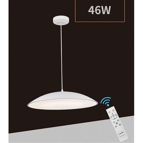 TRADE SHOP - Lampadario Led A Sospensione 46w 3 Colorazione Luce Dimmerabile Telecomando B81-3c - Bianco (1/5)