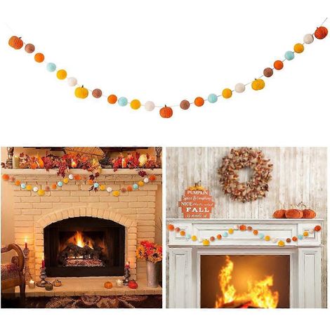 Décoration d'Halloween charmante : guirlande de boules de feutre et de citrouilles de 2,2 m de long (1/4)