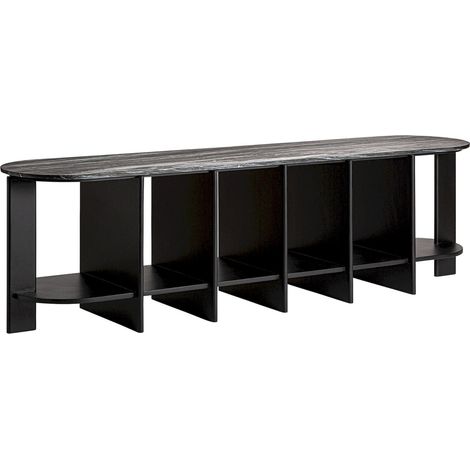 Étagère contemporaine en bois de manguier noir finition naturelle - Noir naturel bois de manguier (1/5)