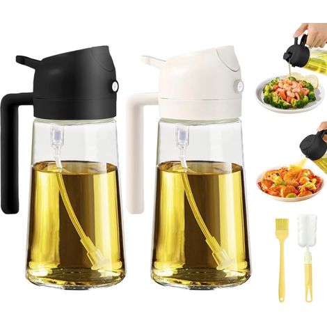 Lot de 2 distributeurs d'huile d'olive 2 en 1 pour cuisine, distributeur d'huile d'olive et pulvérisateur d'huile, flacon pulvérisateur d'huile d'olive pour la cuisine pour friteuse à air (1/5)