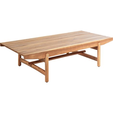 Mesa de centro de jardín de madera de acacia 145 x 79 cm diseño rústico madera clara Giaveno