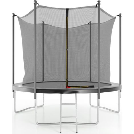 Trampoline de jardin ø244 cm- 8FT- Filet intérieur, Matelas de protection et Echelle