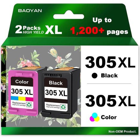 305XL Cartouches d'encre Remplacement pour Cartouche HP 305 XL Noir et Couleur pour Cartouche HP 305 pour HP DeskJet 2700 2710 2720 Plus 4110 4120 Envy 6000 6010 6020 6022 Envy Pro 6400 6420 (1/5)