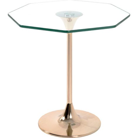 Table d'appoint en métal doré, Table Basse avec Verre trempé de 8 mm - Dimensions : L 45 x H 47 x P 45 cm Style : Art déco (1/4)