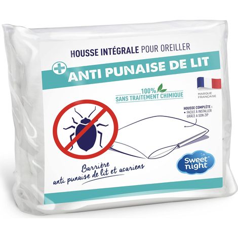 Protège Oreiller 60x40 cm Anti-Punaise de lit et Anti-acariens Housse intégrale pour Oreiller avec Fermeture éclair sans Traitement Chimique (1/5)