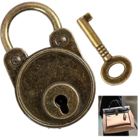 Vintage Vorhängeschloss mit Schlüssel, Bronze, für Schmuckkästchen & Tagebücher