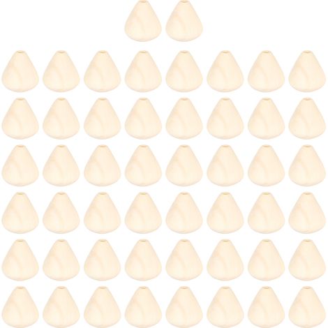 50Pcs Wooden Beads Cone Round Hole Necklace Ball Spacer Decoration DIY Jewelry Supplies (1/5)
