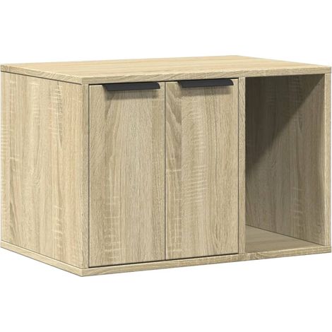 Meuble de bac à litière pour chat chêne sonoma bois ingénierie CFW25825 (1/5)