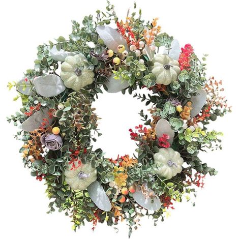 Guirlande De Porte - Guirlande En Mousse En Forme De Feuille D'érable Avec Baies - Décoration Intérieure Et Extérieure - 40 x 40 cm - 1 Pièce (1/5)