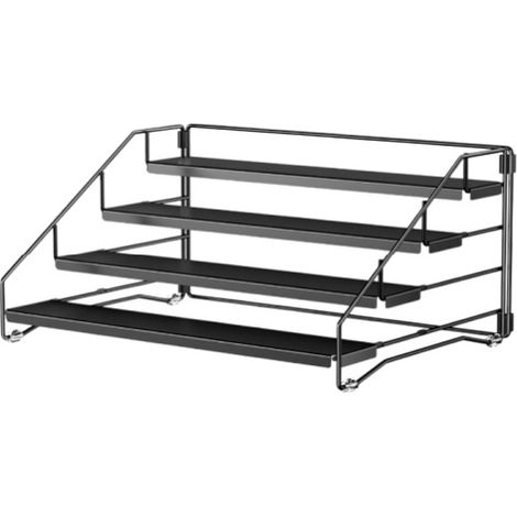 Support Pour Epices - 4 Niveaux - Sans Perçage - Réglable En Hauteur - En Métal - Pour Organisation De Placard De Cuisine - Largeur 34 Cm