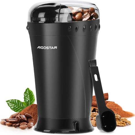Aigostar Macinacaffè Elettrico 200W Lame Inox 60g Nero/Trasparente (1/5)