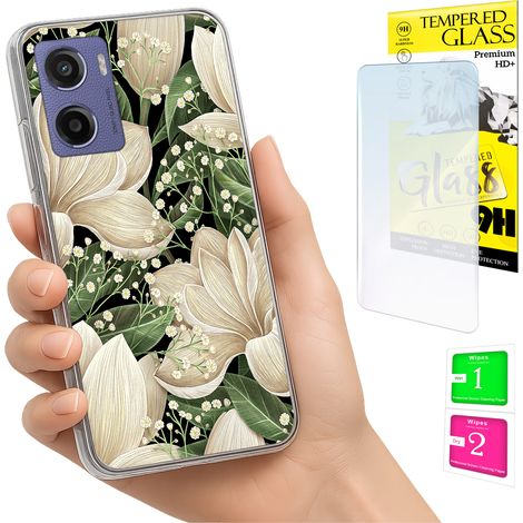 Custodia per Motorola Moto E15 / Moto G05 con foto, retro con fiori e vetro (1/5)