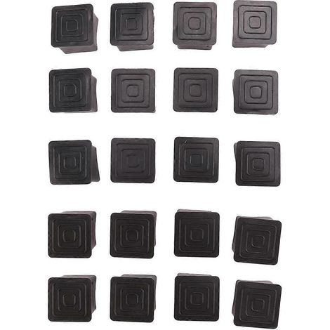 20 protections carrées en caoutchouc pour pieds de chaises et de tables, 25 mm x 25 mm (1/4)