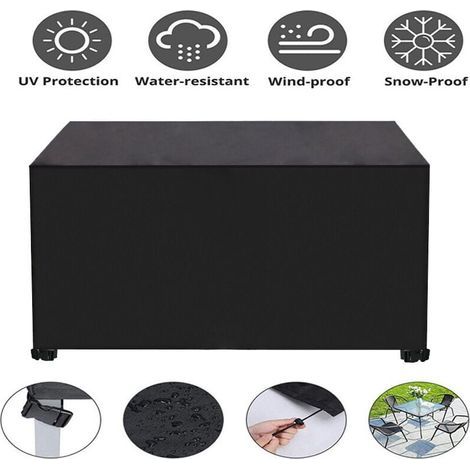 Funda para muebles de jardín, funda rectangular para mesa de jardín, funda protectora para muebles, lona impermeable y resistente a los rayos UV para muebles de jardín, funda para mesa de exterior de  (1/4)