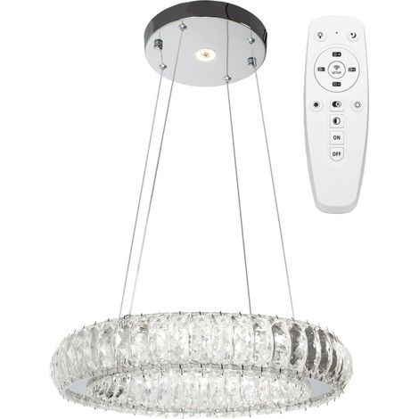 LAMPADA A SOSPENSIONE APP1040-CP CRISTALLO LED + TELECOMANDO TONDO 2-PUNTI LUCE 40W 39X39X6,5-85CM REGOLABILE